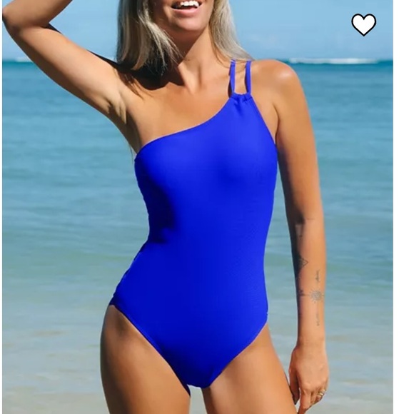 Cupshe One Shoulder Neckline, Lace Up Back Design, Tummy Control One Piece Swim - Picture 1 of 15